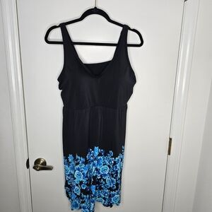Swimsuits For All Black and Blue Floral Swimsuit